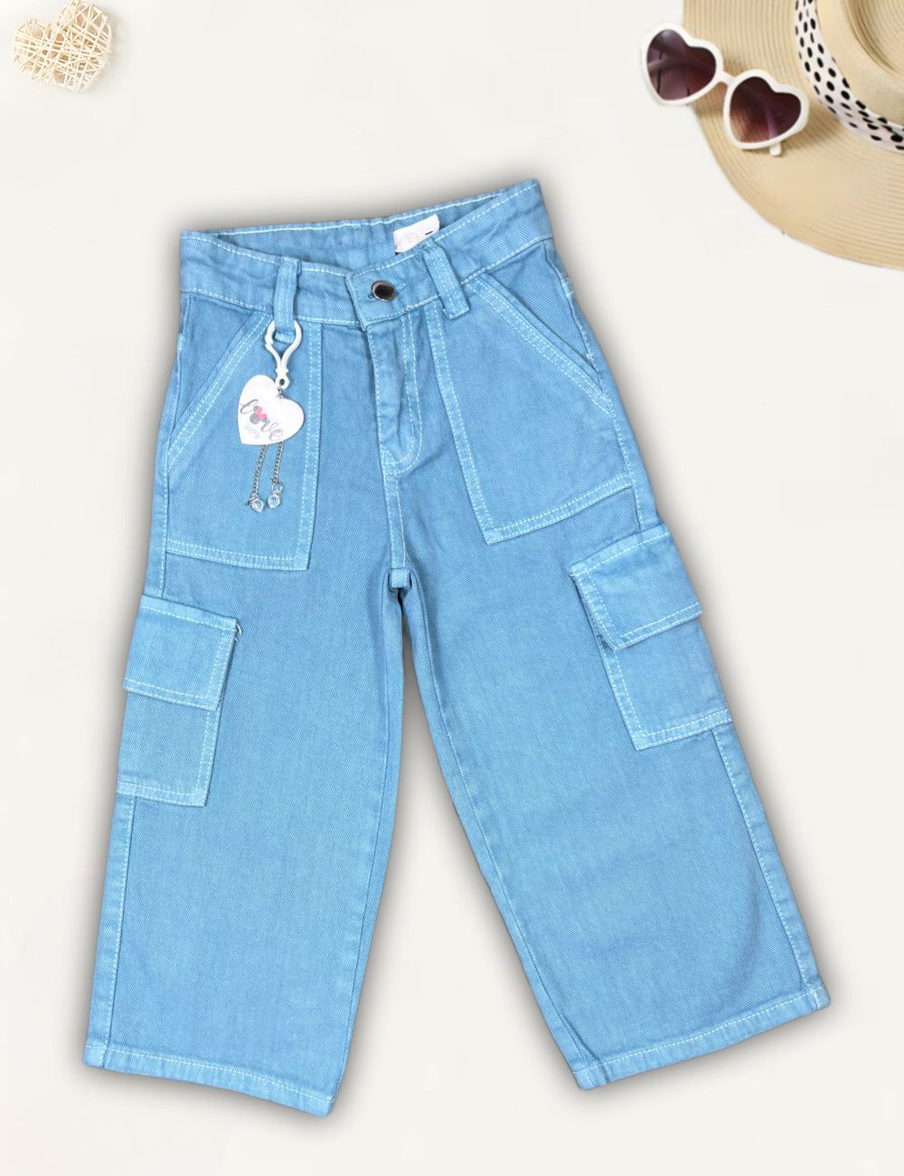 Girls Out-stitch Straight Fit Jeans [GJ-891] (9Months-12Years)-9M-12M (Size - 16) / Blue / Denim