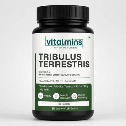Vitalmins | Your Smart Nutrition | Tribulus Terrestris | Gokshura | Vitality | Muscle Recovery | Overall Wellbeing | Health Supplement for Adults | 60 Veg Tablets