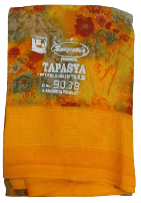 Yellow Floral Silk Saree with Blouse