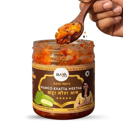 Baya India Khatta Meetha Mango Pickle | Sweet & Tangy Aam ka Achar | Homemade Style | No Chemical & No Preservatives | Traditional Indian Pickle | No Onion No Garlic