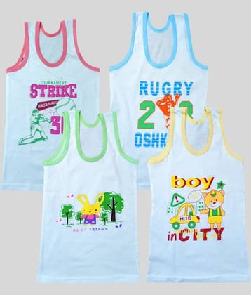 DAYAKU Pack of 4 Boys 100% Cotton ( White )