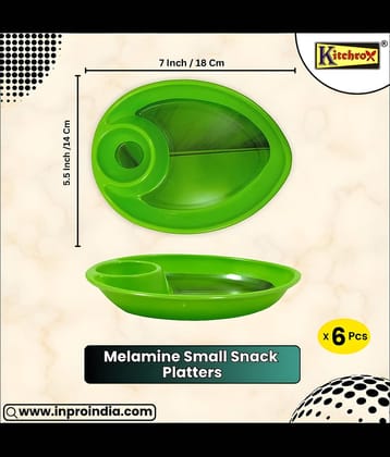 kitchrox 6 Pcs Melamine Dark Green Platter