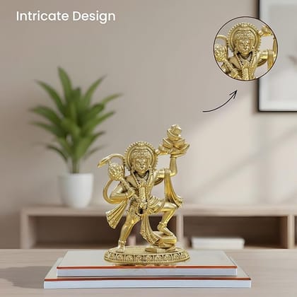 Brahma 3D Farm God Idol Hanuman Sankat Mochan with Temple | Hanuman Idol for Car Dashboard, Home Decor, Pooja Room, Study Table, Living Room & Office Decoration | Gift Item