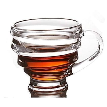Premium Spiral Glass Tea Cup with Handle | 190 ML | Honey Coffee Mug for Green, Herbal, Lemon Tea | Hot-Cold Drinks Cups | Perfect for Home, Office and Restaurant | Pack of 6 |