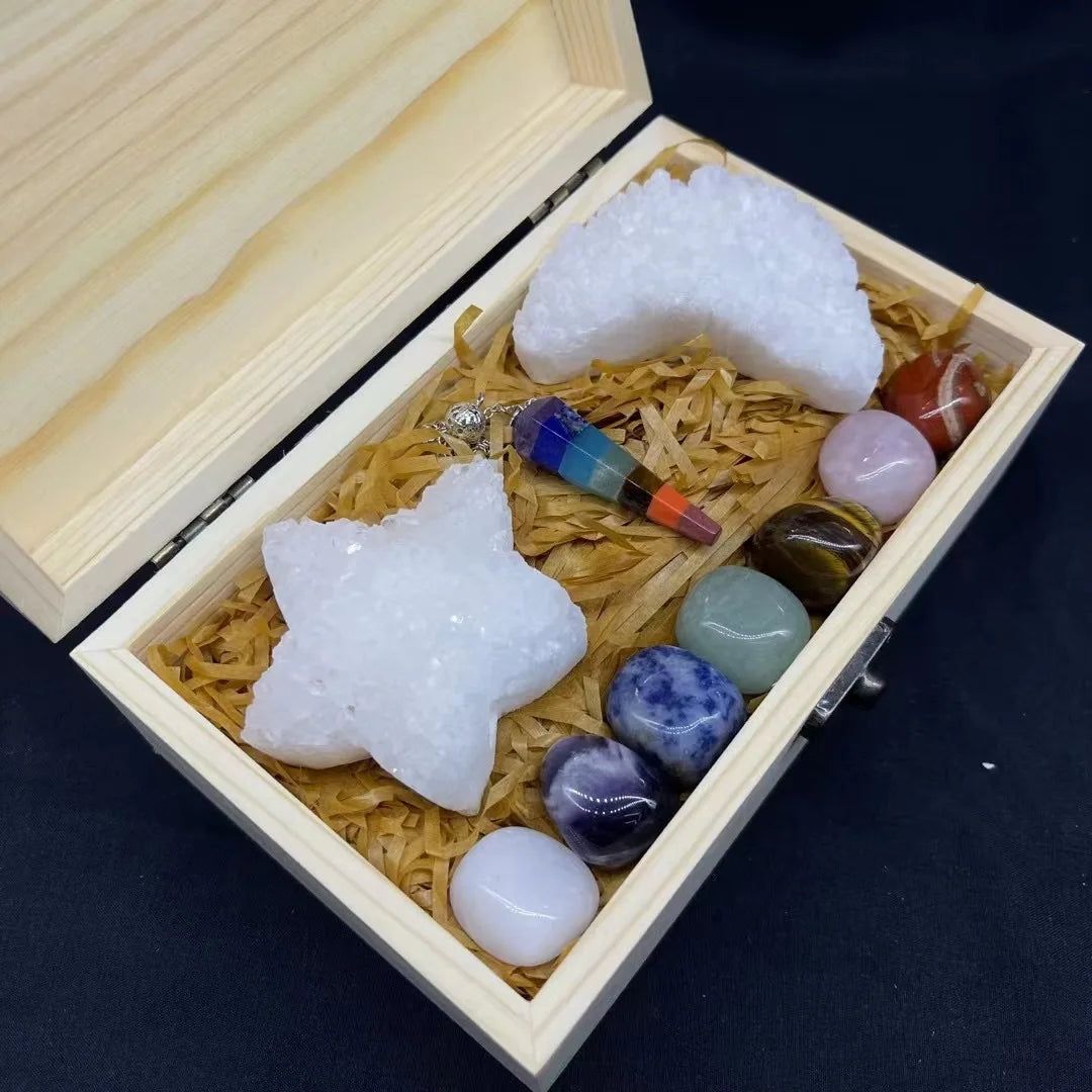 Wholesale Seven Chakra Orgone Pyramid Healing Crystal Polished Energy seven Color Jade 7 Chakra Rolling Stone Set