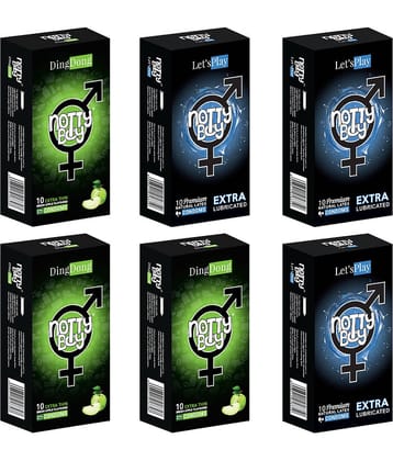 NottyBoy Extra Lubricated and Fruit Flavour, Ultra Thin Combo Pack Condoms - 60 Units