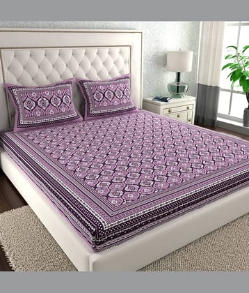 Cosito Cotton 1 Double Bedsheet with 2 Pillow Covers ( Purple )