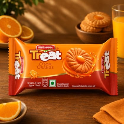 Britannia Treat Orange Cream Biscuits - Britannia Treat Orange Cream Biscuits 50 gm