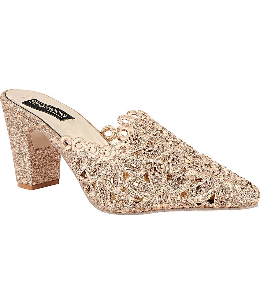 Shoetopia - Gold Women's Mules Heels