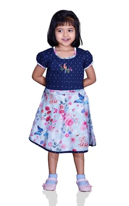 DE CHEVALERiE en Rouge  - Sterling Raspberry Frock- Blue  3- 4 Years