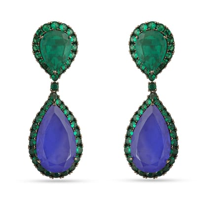 Flora -  Green and Blue Doublet Drop Earrings