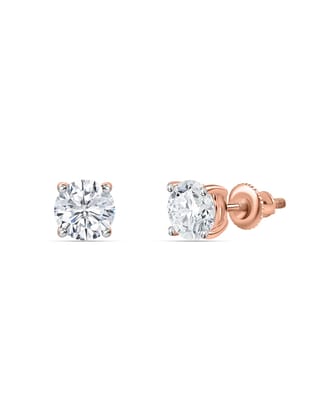 1.50 Carat Diamond Solitaire Earrings For Women-9K / Rose Gold