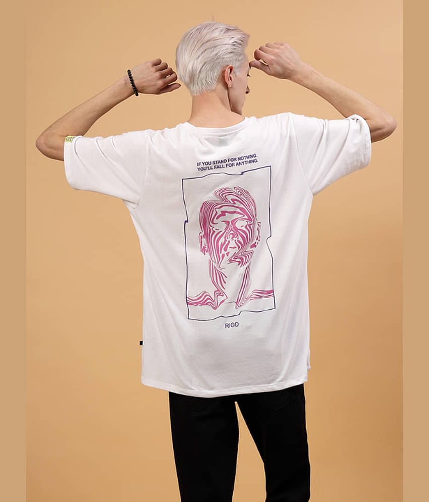 Rigo Pack of 1 Cotton Oversized Fit Men's T-Shirt ( White )