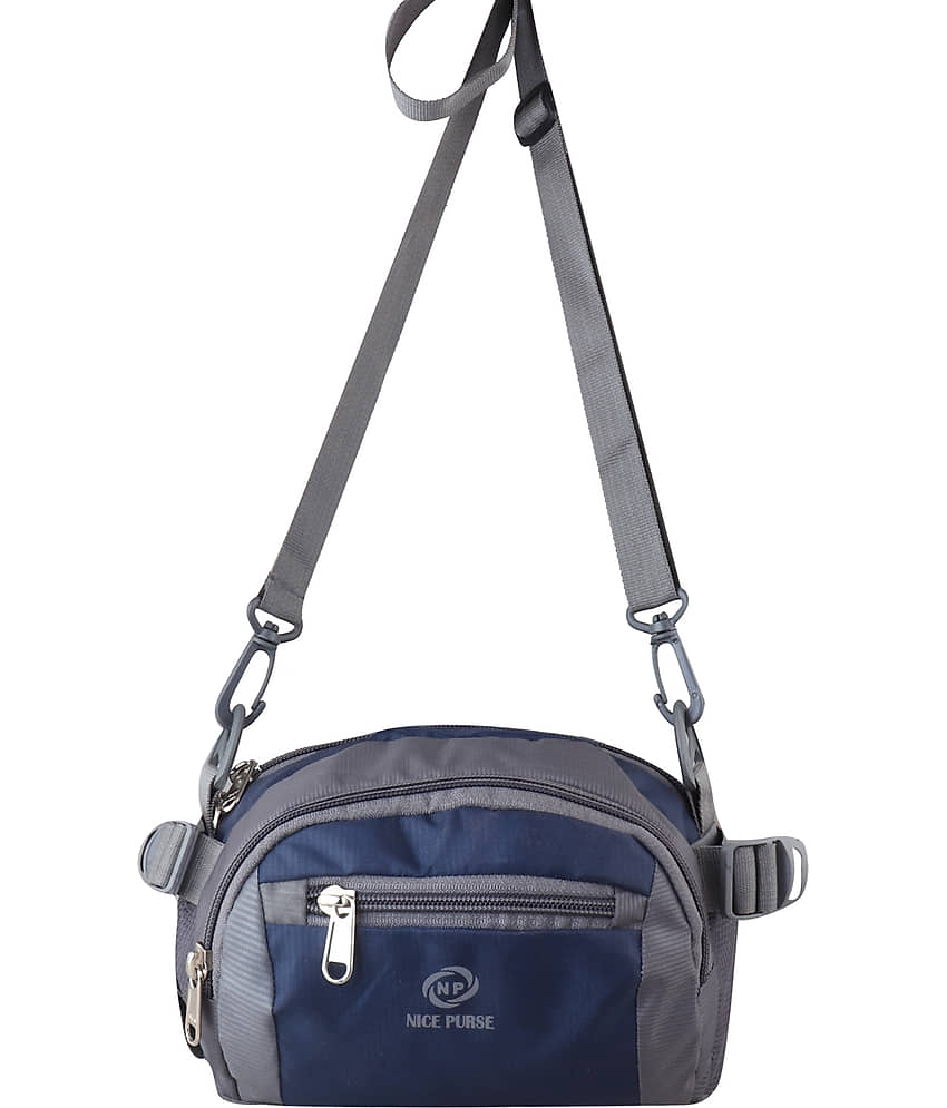 Nice Purse Sling Bag Polyster Set of 1 ( Dark Grey,Blue )