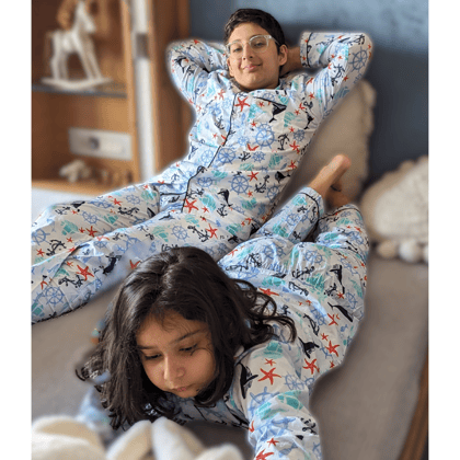 Cotton Night Suit for Kids | Nautical-2-3Y