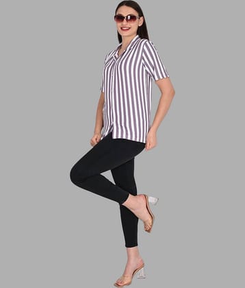 wanquila Women Striped Cotton Shirt ( Purple )