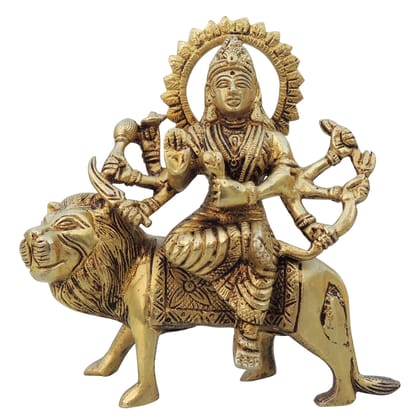 Brass Durga Ji Divine Goddess Idol - Perfect for Home Temple Decor, Height : 6 Inch (BSMAS1028 D)