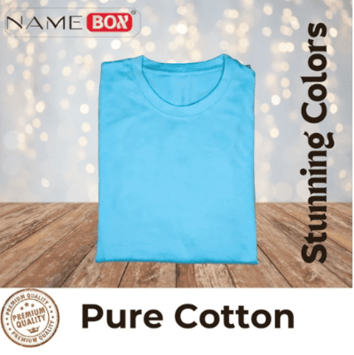 NameBox Pure premium cotton T shirts, Sky Blue, Size - 38