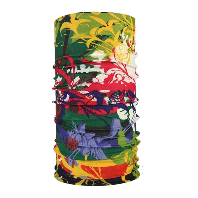 VOICI France face mask Smuff Mutlipurpose Bandana Balaclava Headband Scrunchie Neckerchief HairBand Scarf Headwrap Pirate Wrap Beanie Caps Black Multi Color opT-10 - Multicolor