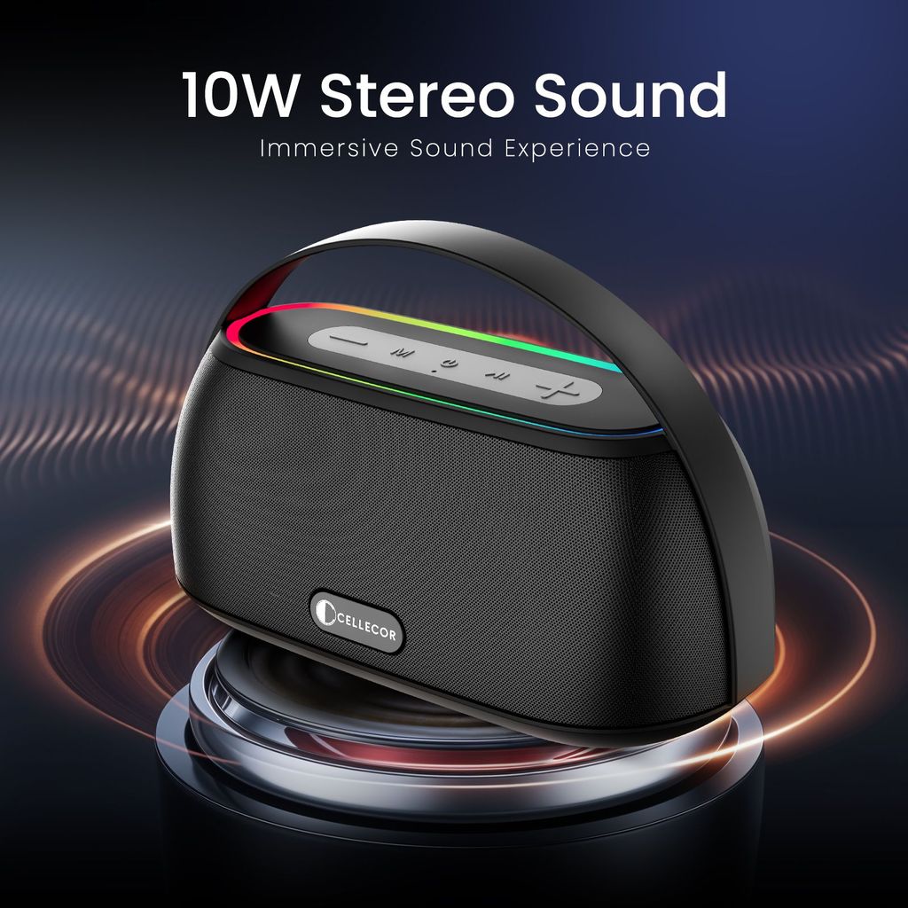 Cellecor CLB-60 | 10 Hr Playtime | BT-v5.3 | 2600mAH | Water Resistant 10 W Bluetooth Speaker-Black