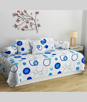 SHOMES Cotton Geometric Diwan Set 6 Pcs - White