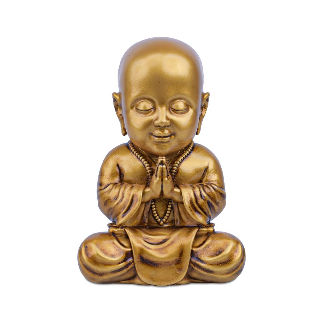 Artarium Baby Monk Statue Monk Buddha Idol Showpiece Figurine Gautam Buddha Statue for Car Dashboard Table Top Home Decoration (Baby Monk Car Dashboard)