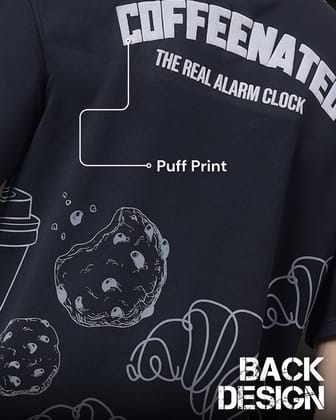 Coffeenated Premium Oversized Unisex T-shirt | 240 GSM Imported Looper | Black Coffeenated Premium Oversized Unisex T-shirt | 240 GSM Imported Looper | Black