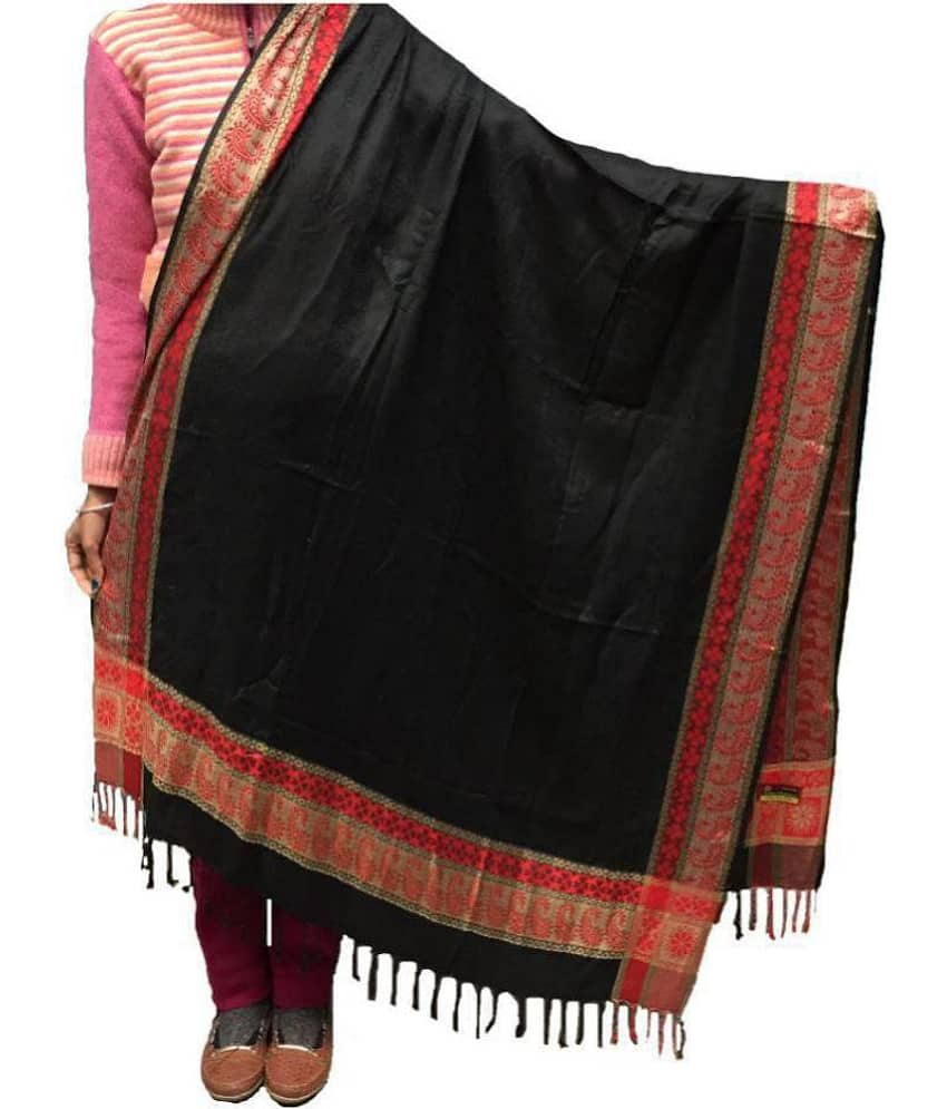 kashmiri shawls Black Loom-Woven Shawl