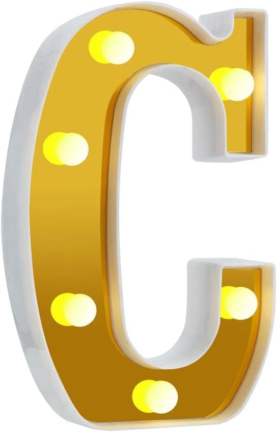 LED Golden Marquee Alphabet C-1PC - Party and Festive Needs | Buy online on ZillyBuy