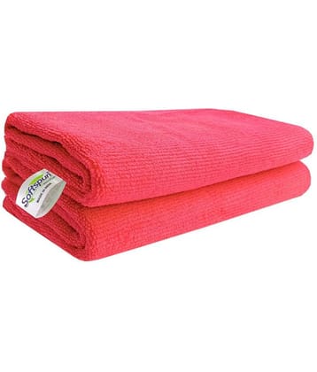 SOFTSPUN Microfiber Ultra Fast Drying, Hand & Face Towel Cloth - 40X40 Cms - 2 pieces (Red)