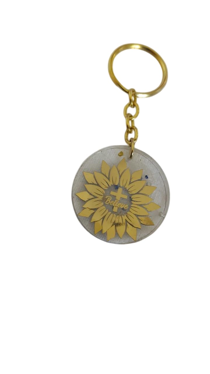 Inspirational Believe Sunflower Keychain - Spiritual Floral Accessory