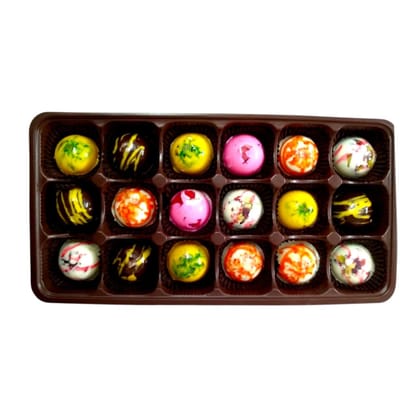 Handcrafted Assorted Chocolate Truffles Gift Box, 18 Pieces, Floral Birthday Design Handcrafted Assorted Chocolate Truffles Gift Box, 18 Pieces, Floral Birthday Design