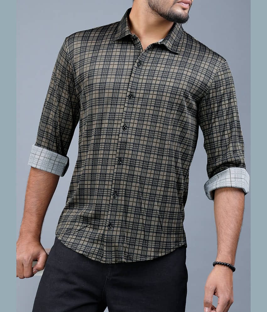 Eyebogler Polyester Regular Fit Self Design Full Sleeves Men's Mandarin Collar T-Shirt - Multicolor ( Pack of 1 )
