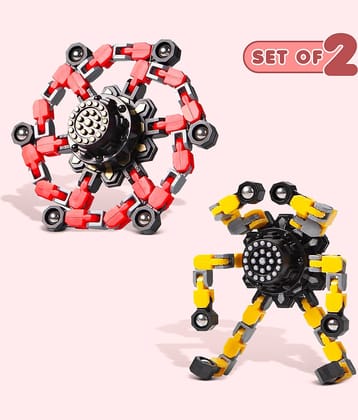 NHR 2 Pack  Spinner Fingertip Toys for Kids Transform Robot Stress Relief Toys Pocket Toys Boys and Girls Gift Birthday Party Games (2 PCS in 1)
