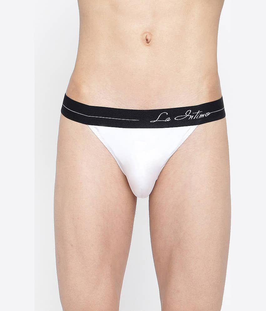 La Intimo Pack of 1 Lycra Thongs For Men's ( Black )
