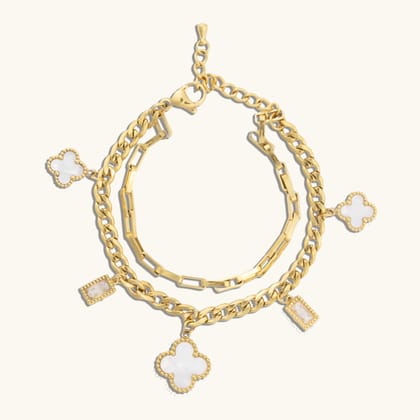 Clover Crystal Dainty Bracelet - 18K Gold Plated
