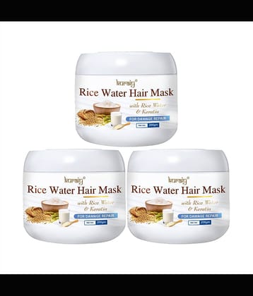 KURAIY Rice Water Hair Mask With Rice Water & Keratin For Damage Repair 200g Pack Of 3