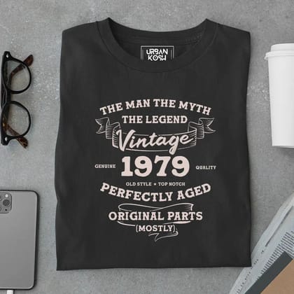 The Man The Myth The Legend Vintage 1979 T-Shirt-Black / S