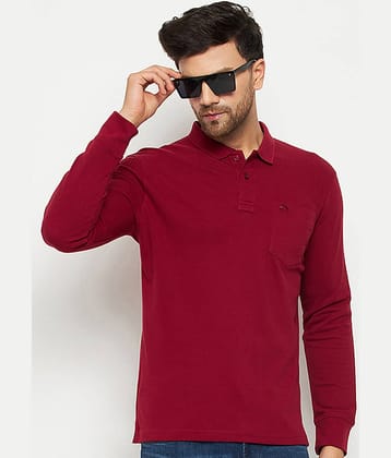 98 Degree North Pack of 1 Cotton Blend Regular Fit Solid Full Sleeves Men's Polo T Shirt ( Maroon )