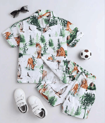 Ocvito Pack of 1 Boys Cotton Blend Shirt & Shorts Set ( Multicolor )