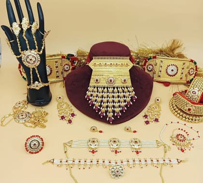 Luxurious Rajputi Rajwadi: Gold-Plated Full Bridal Set for Royalty