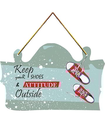 Positive Vibe Lifestyle Wood Door Hanging Wall Sculpture Multi - Pack of 1