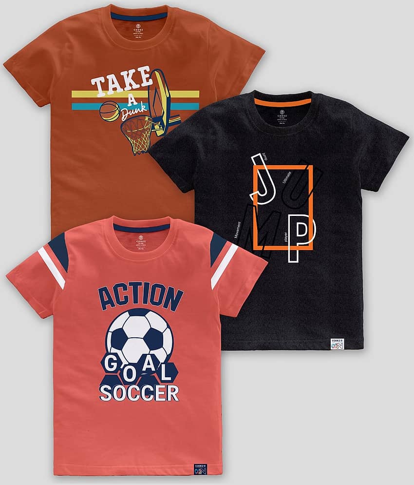 CODEZ Pack of 3 Boys Cotton Blend T-Shirt ( Multicolor )