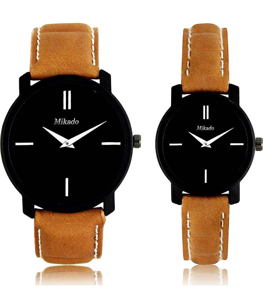 Mikado - Brown Leather Analog Couple's Watch