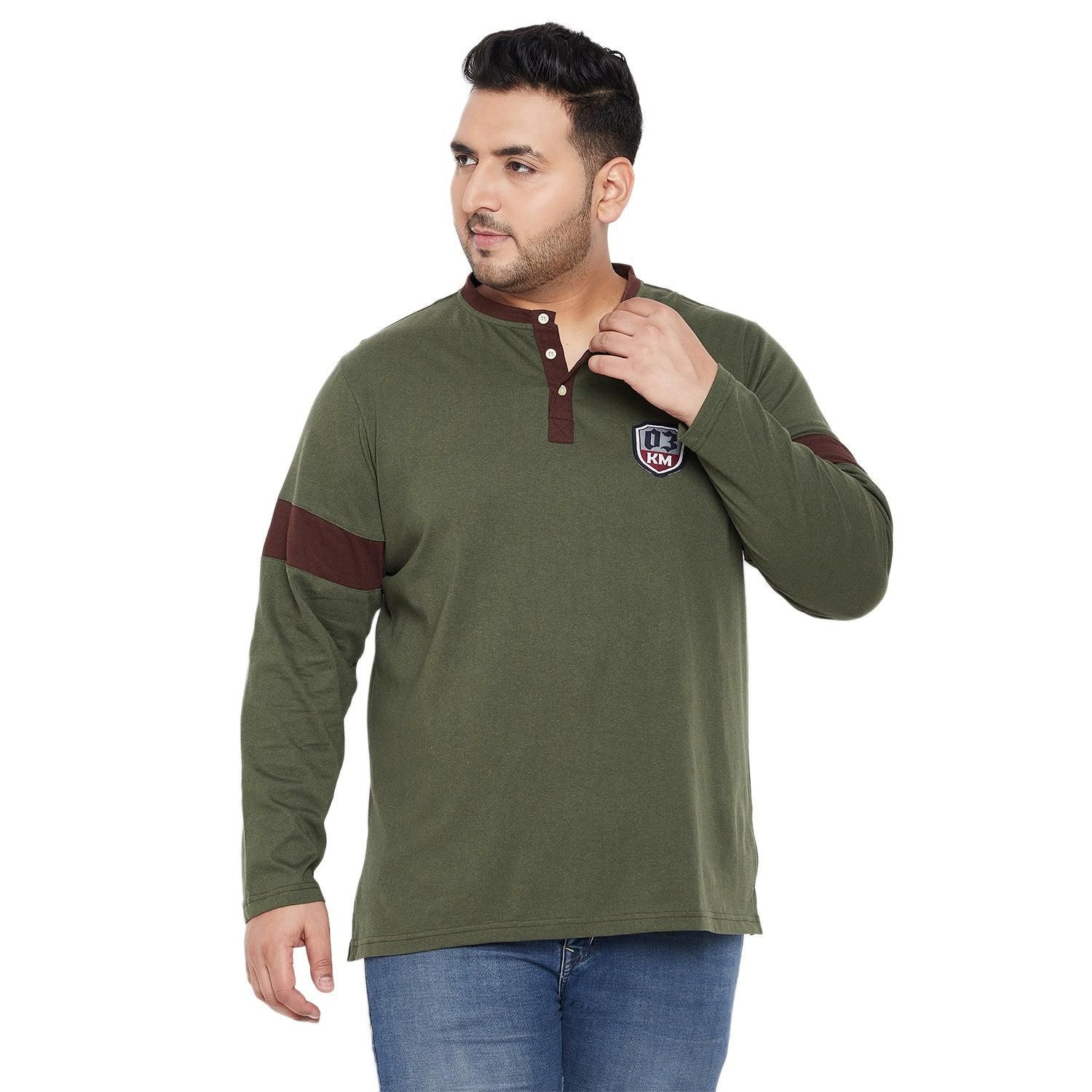 Men Plus Size Levitt Solid Henley Tshirt - 5XL
