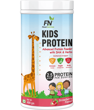Floral Nutrition Kids Protein with DHA,Vitamin-D for Growth,Immunity Nutrition Drink 400 gm Strawberry