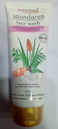 Patanjali aloe vera gel face wash added goodness off pearl vit B3 100g