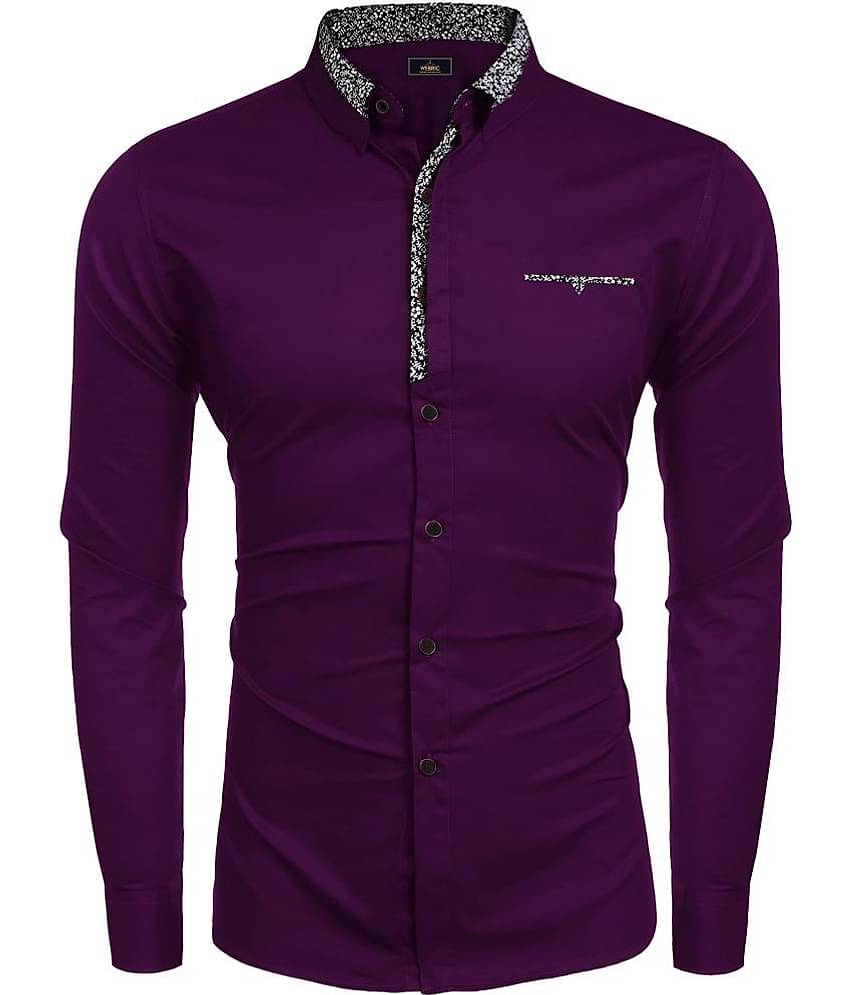 WEBRIC Cotton Blend Regular Fit Printed Full Sleeves Men's Casual Shirt - Wine ( Pack of 1 )