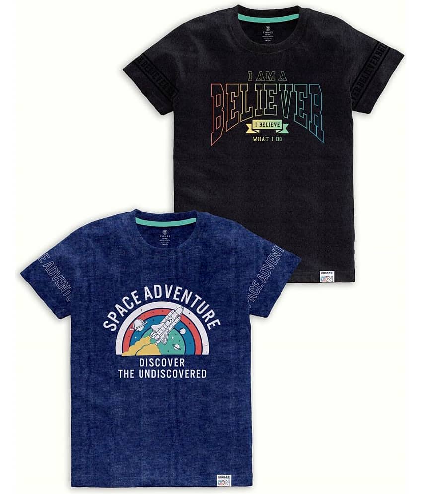 CODEZ Pack of 2 Boys Cotton Blend T-Shirt ( Multicolor )