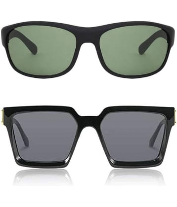 Kanny Devis - Black Wrap Around Sunglasses ( Pack of 2 )